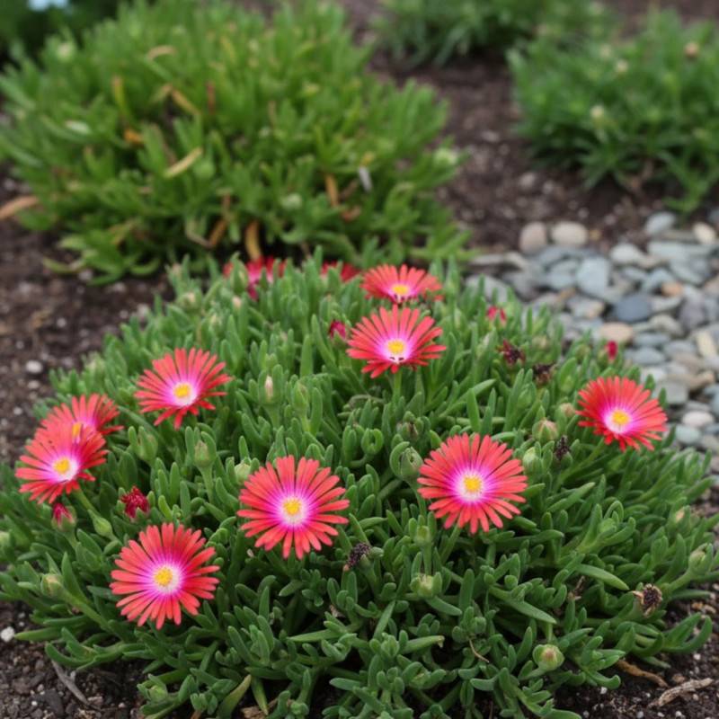 Delosperma Jewel of Desert Garnet®, Pourpier vivace à fleurs Rouge/ - feuillage Persistant - Godet - 5/20 cm - Imagen 4