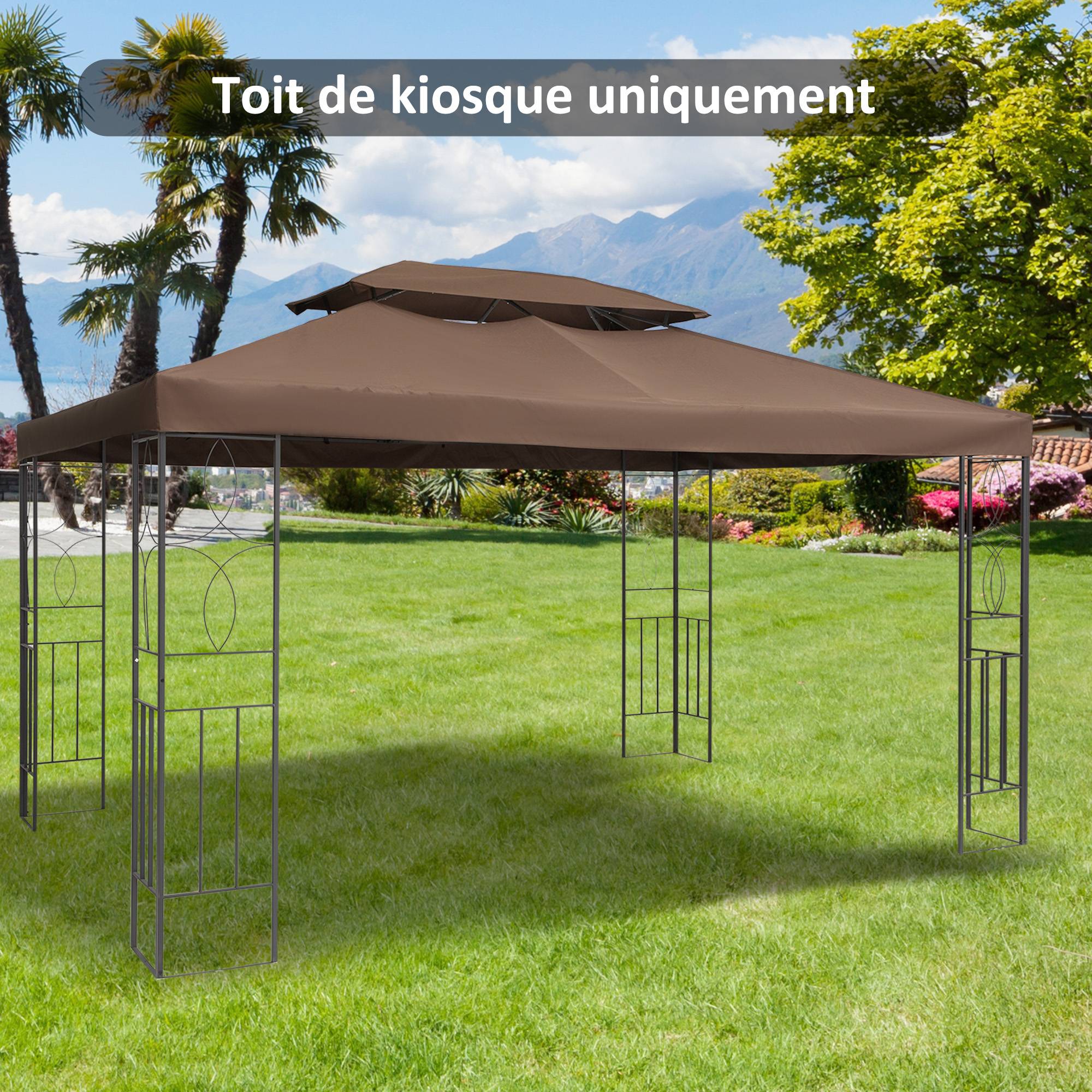 Toit de rechange pour tonnelle polyester beige 400 x 300 cm - PANGIVO - Image 3