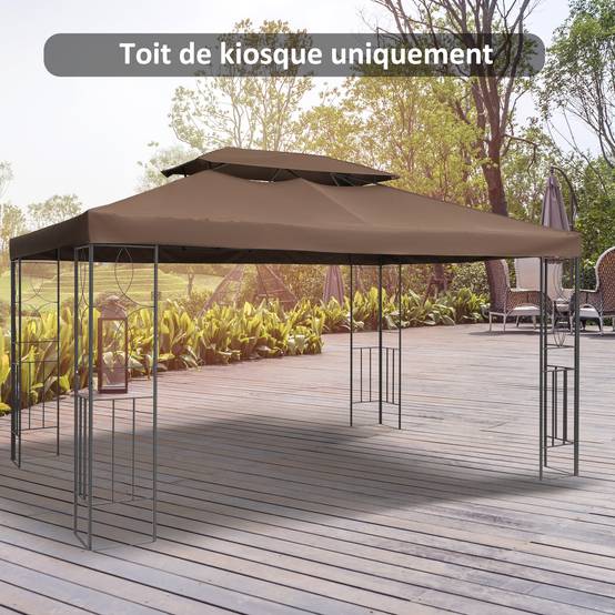 Toit de rechange pour tonnelle polyester beige 400 x 300 cm - PANGIVO - Image 4