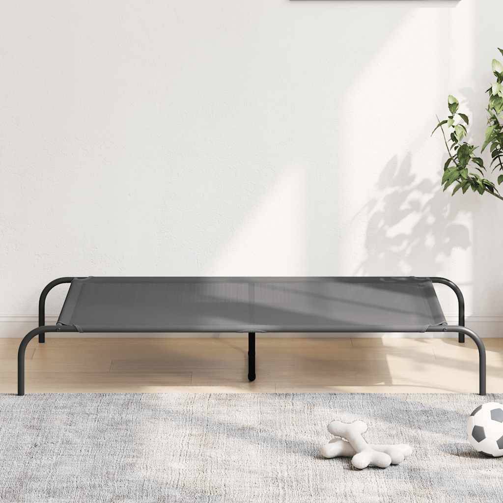 Lit pour chien surélevé en textilène robuste pour jardin maison Gris 130x80cm – ComfortXL Pet Living - Image 1