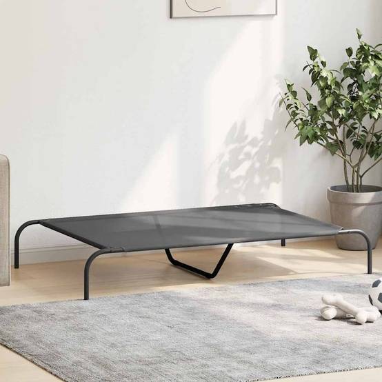 Lit pour chien surélevé en textilène robuste pour jardin maison Gris 130x80cm – ComfortXL Pet Living - Image 3