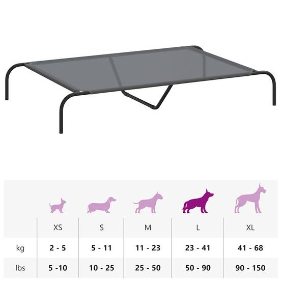 Lit pour chien surélevé en textilène robuste pour jardin maison Gris 130x80cm – ComfortXL Pet Living - Image 9
