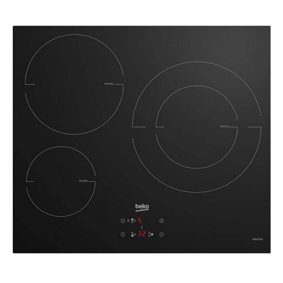 Beko - Table de cuisson induction 60cm 3 feux 7200w noir HII63402MT Beko - Image 1
