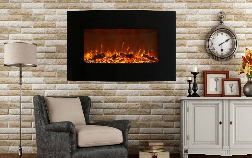 Cheminée électrique Murale Vénézia Noire 90 cm Effet Flammes Breakling - Imagen 2