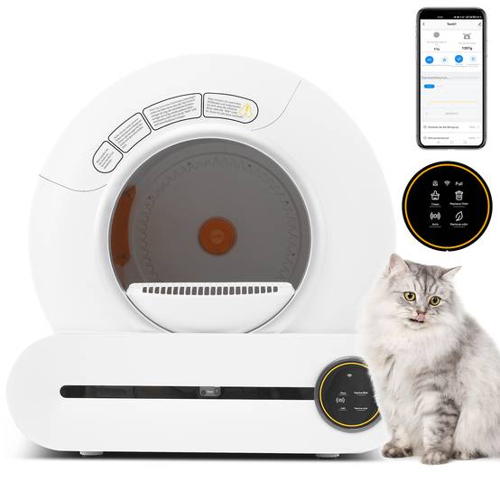 Maison Toilette Chat ABS Connectée Auto-nettoyante Capteurs Sécurité 65L Blanc - ComfortXL Pet Living - Image 1