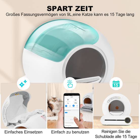 Maison Toilette Chat ABS Connectée Auto-nettoyante Capteurs Sécurité 65L Blanc - ComfortXL Pet Living - Image 4