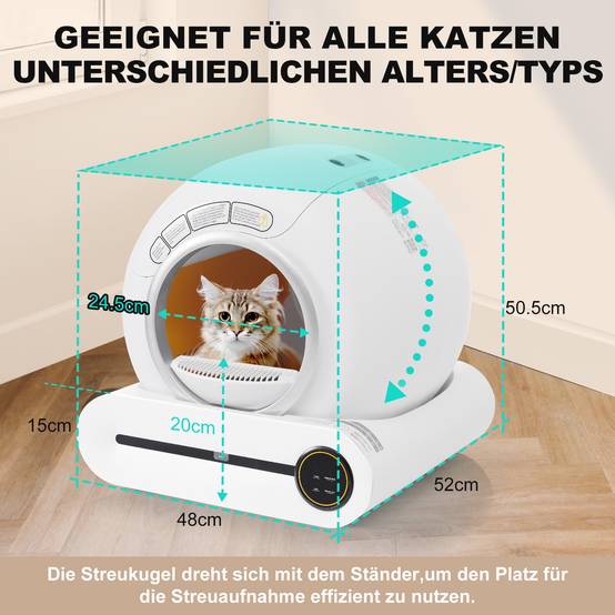 Maison Toilette Chat ABS Connectée Auto-nettoyante Capteurs Sécurité 65L Blanc - ComfortXL Pet Living - Image 3