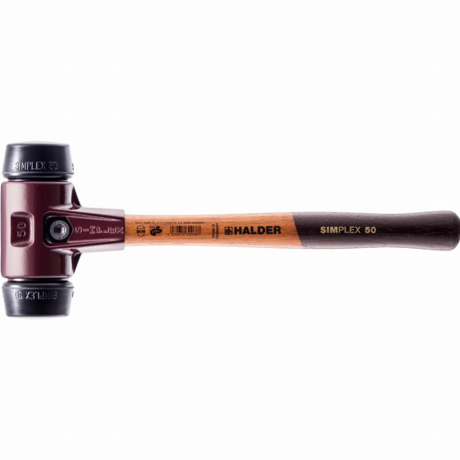 Maillet HALDER SIMPLEX Caoutchouc chargé avec boîtier en fonte malléable et manche en bois - D=40 mm - 3002.040