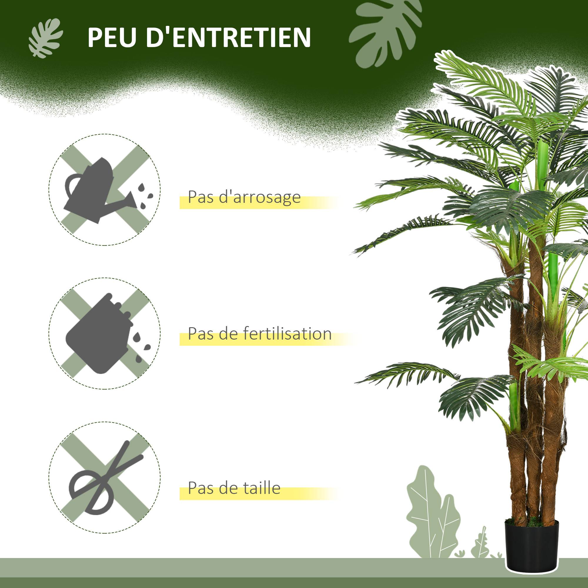 Palmier Artificiel H.1,6 m Arbre Artificiel Tronc Branches Lichen Feuilles Grand réalisme Pot Inclus - Image 8
