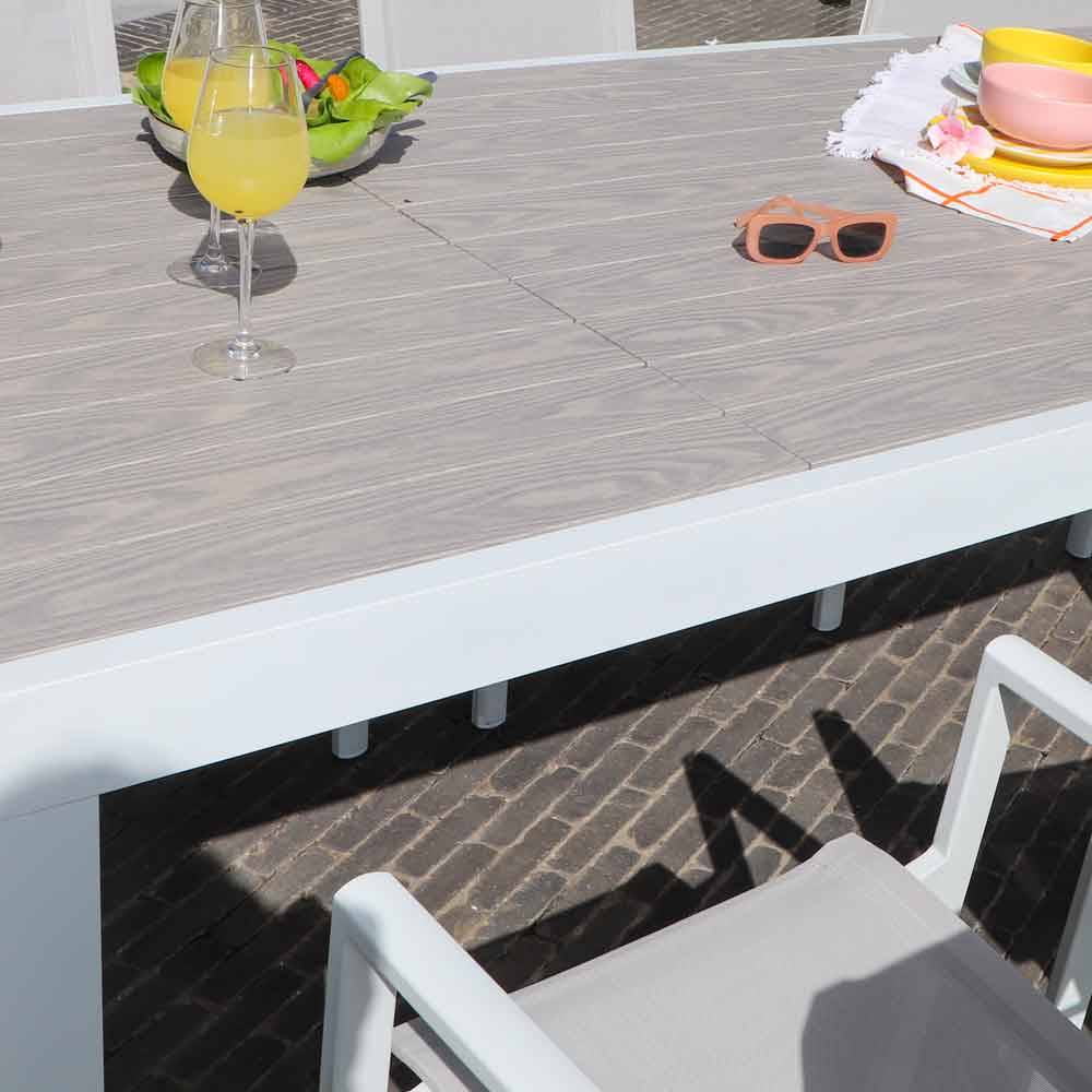 Wilsa Garden - Ensemble de jardin aluminium 6/10 places extensible TULUM avec 6 fauteuils et 4 chaises - Imagen 3
