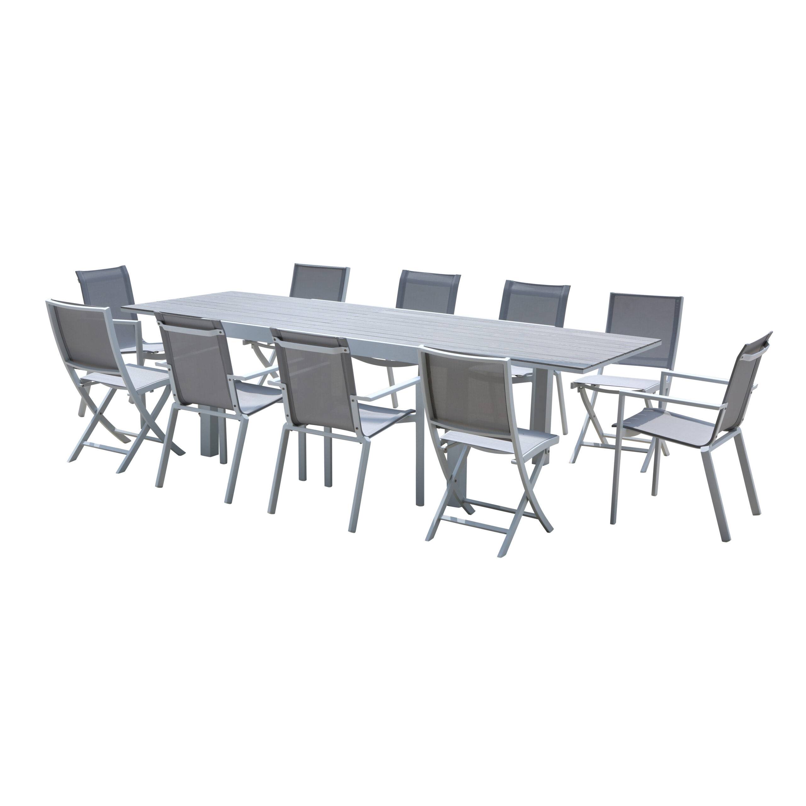 Wilsa Garden - Ensemble de jardin aluminium 6/10 places extensible TULUM avec 6 fauteuils et 4 chaises - Imagen 2