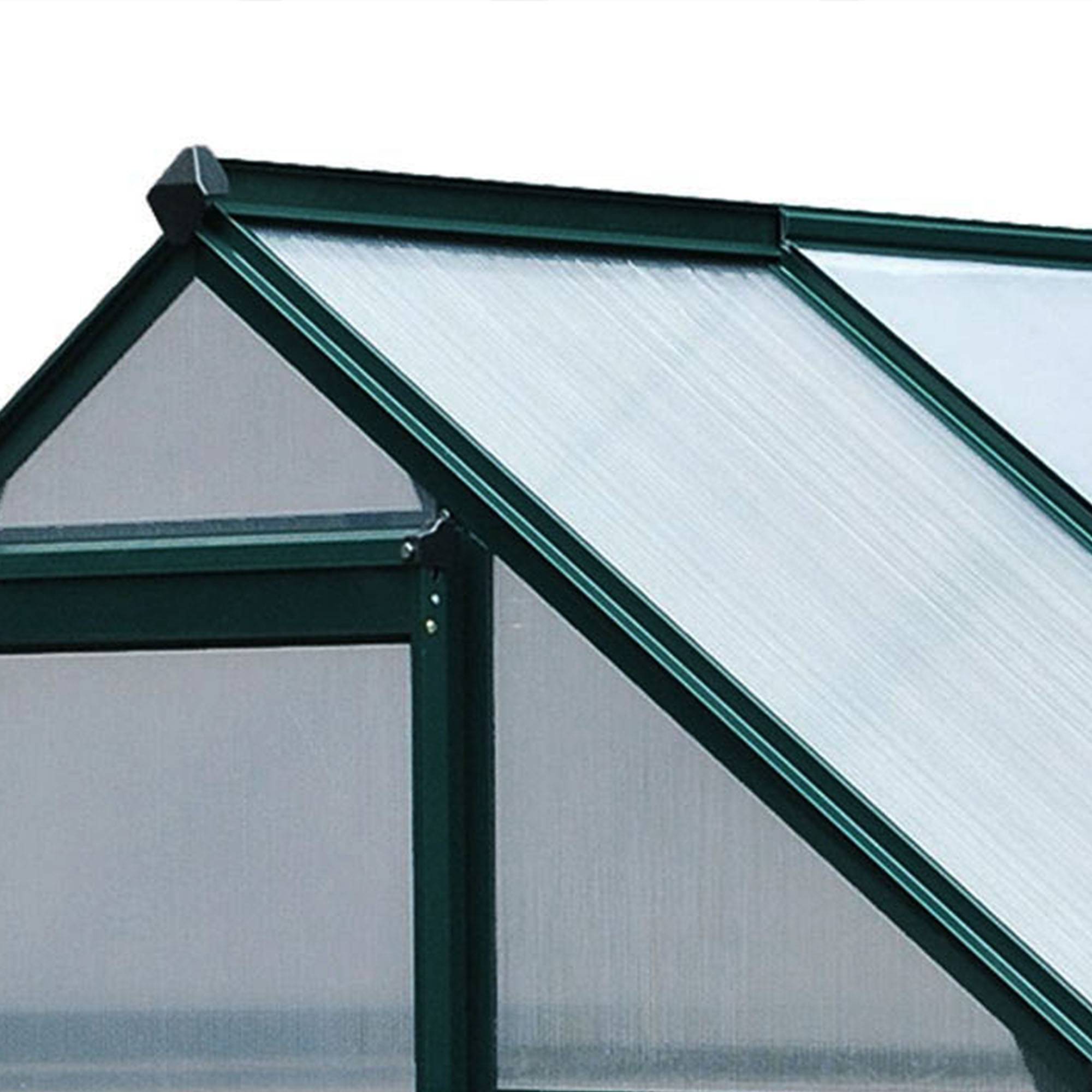 Serre de jardin polycarbonate 190 x 132 x 201 cm résistant aux UV 30+ fondation renforcé gouttière vert foncé - Image 10
