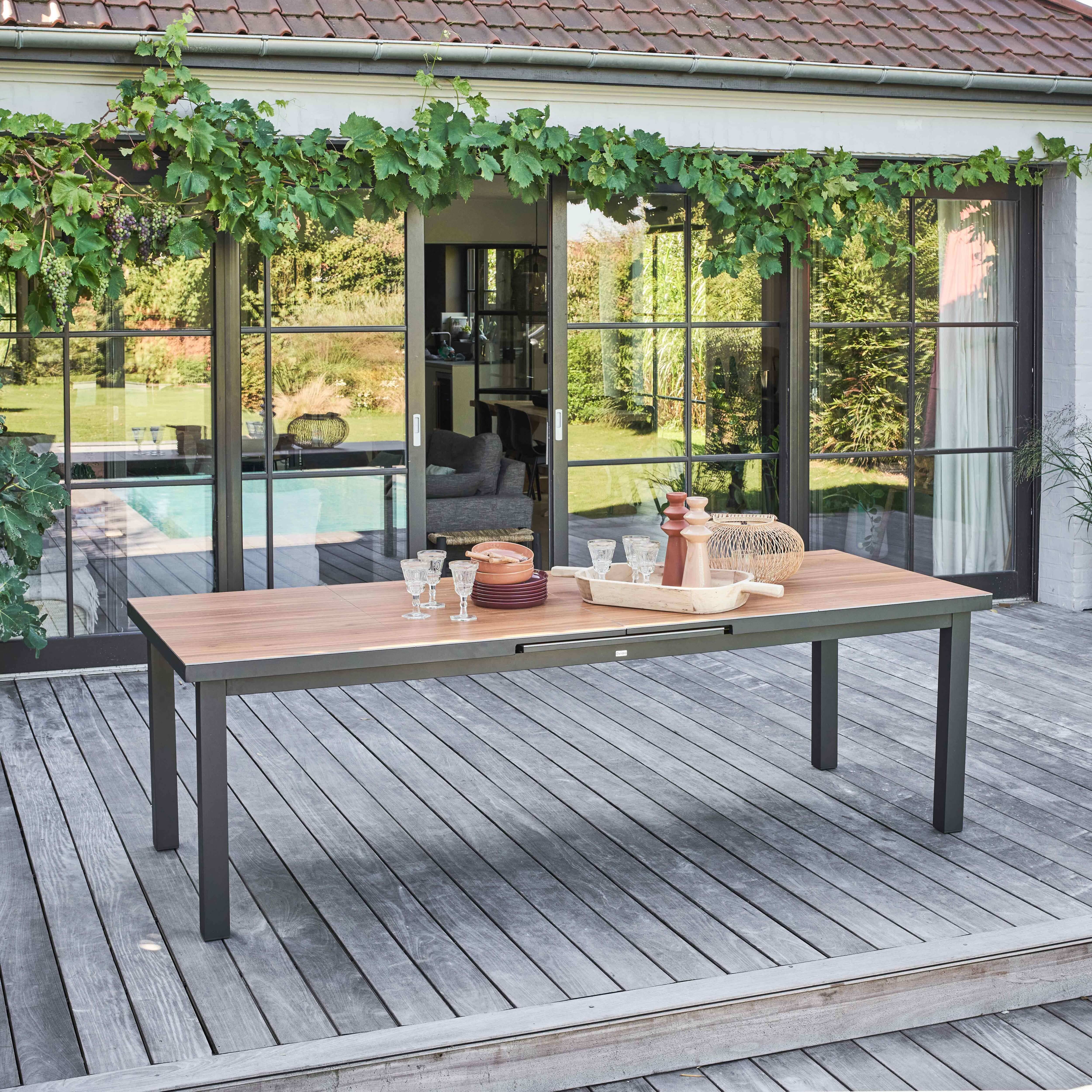 Oviala - Table de jardin rectangulaire extensible bois 12 à 14 places Melbourne - Oviala - Imagen 4