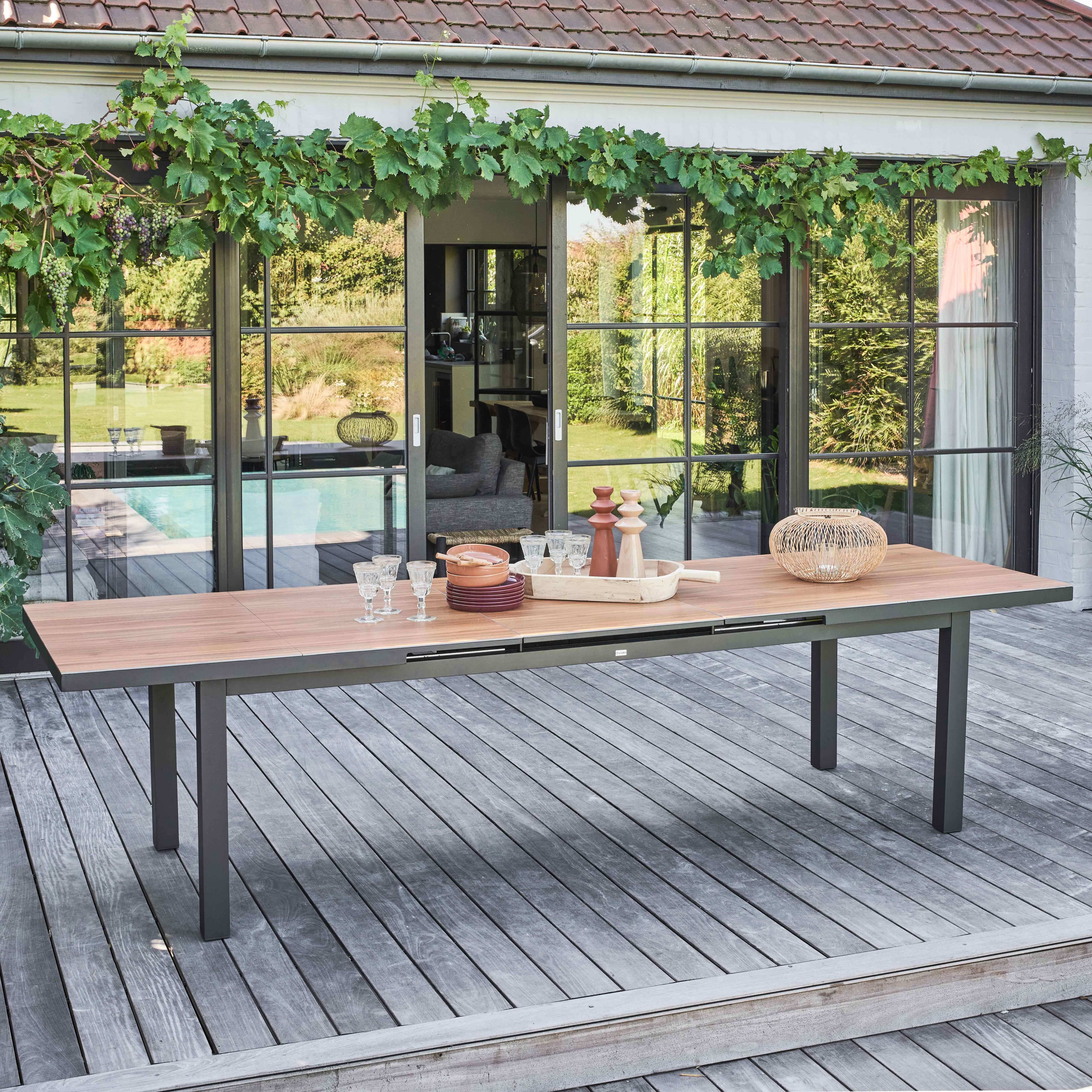 Oviala - Table de jardin rectangulaire extensible bois 12 à 14 places Melbourne - Oviala - Imagen 2