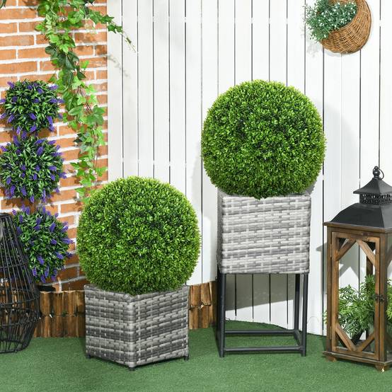 Set 2 buis artificiels PE Ø40cm intérieur/extérieur, vert - Image 4