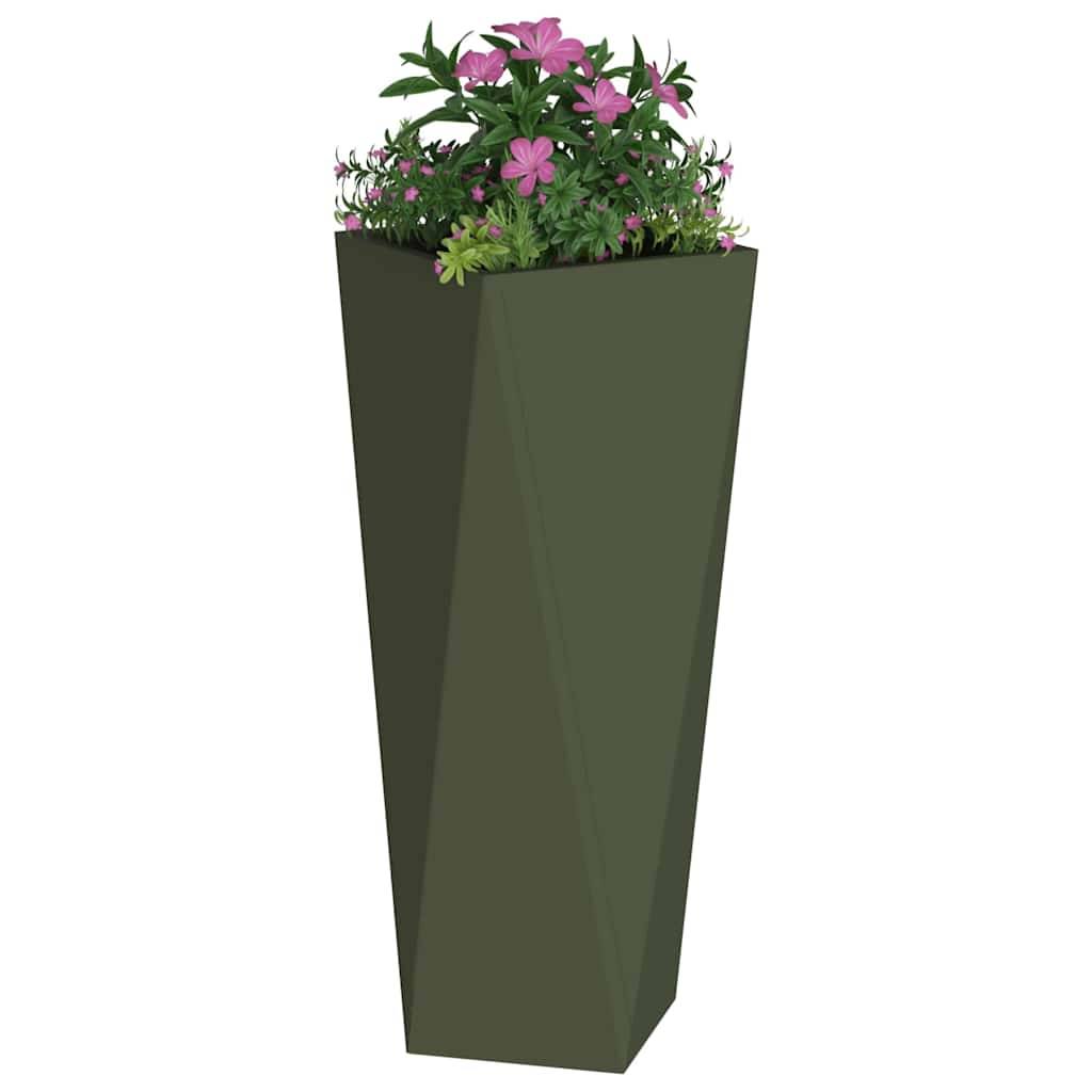 Jardinière acier vert olive 30 x 30 x 75 cm - PANGIVO - Image 3
