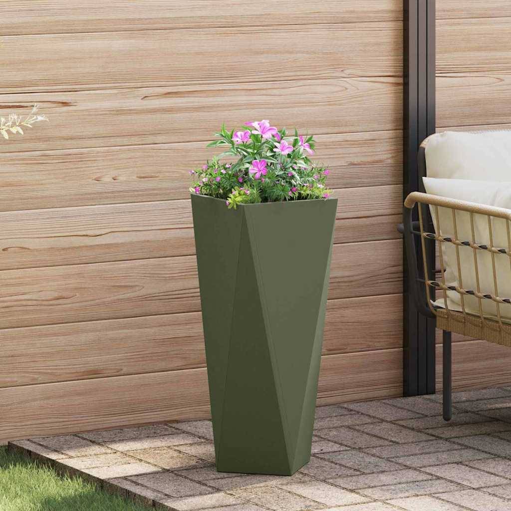 Jardinière acier vert olive 30 x 30 x 75 cm - PANGIVO - Image 1