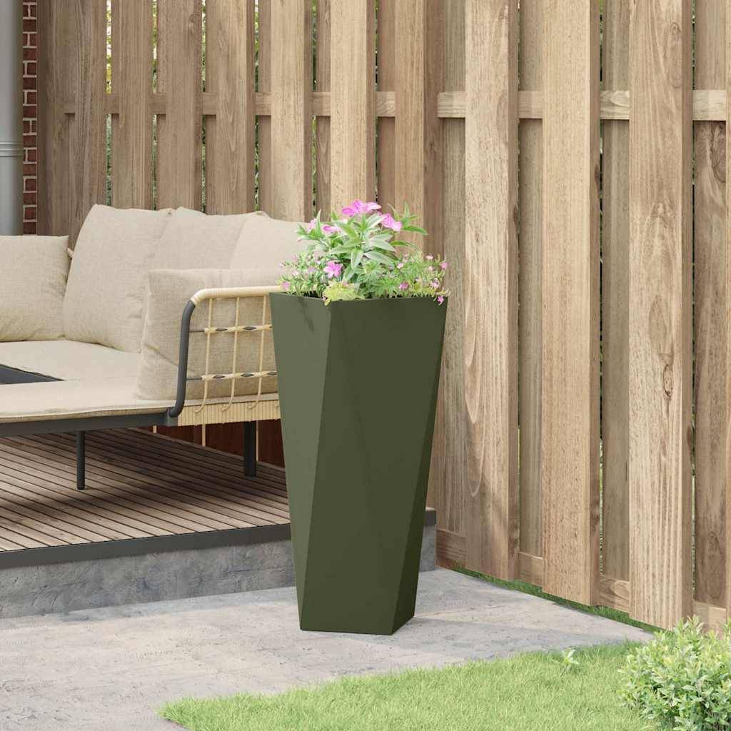 Jardinière acier vert olive 30 x 30 x 75 cm - PANGIVO - Image 4
