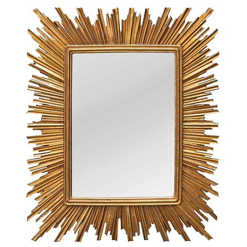 Miroir soleil convexe rectangulaire doré 24x29cm - Image 2
