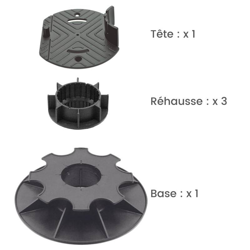Jardinex - Plot terrasse bois réglable 14 - 17 cm - Noir  - Jardinex - Imagen 2