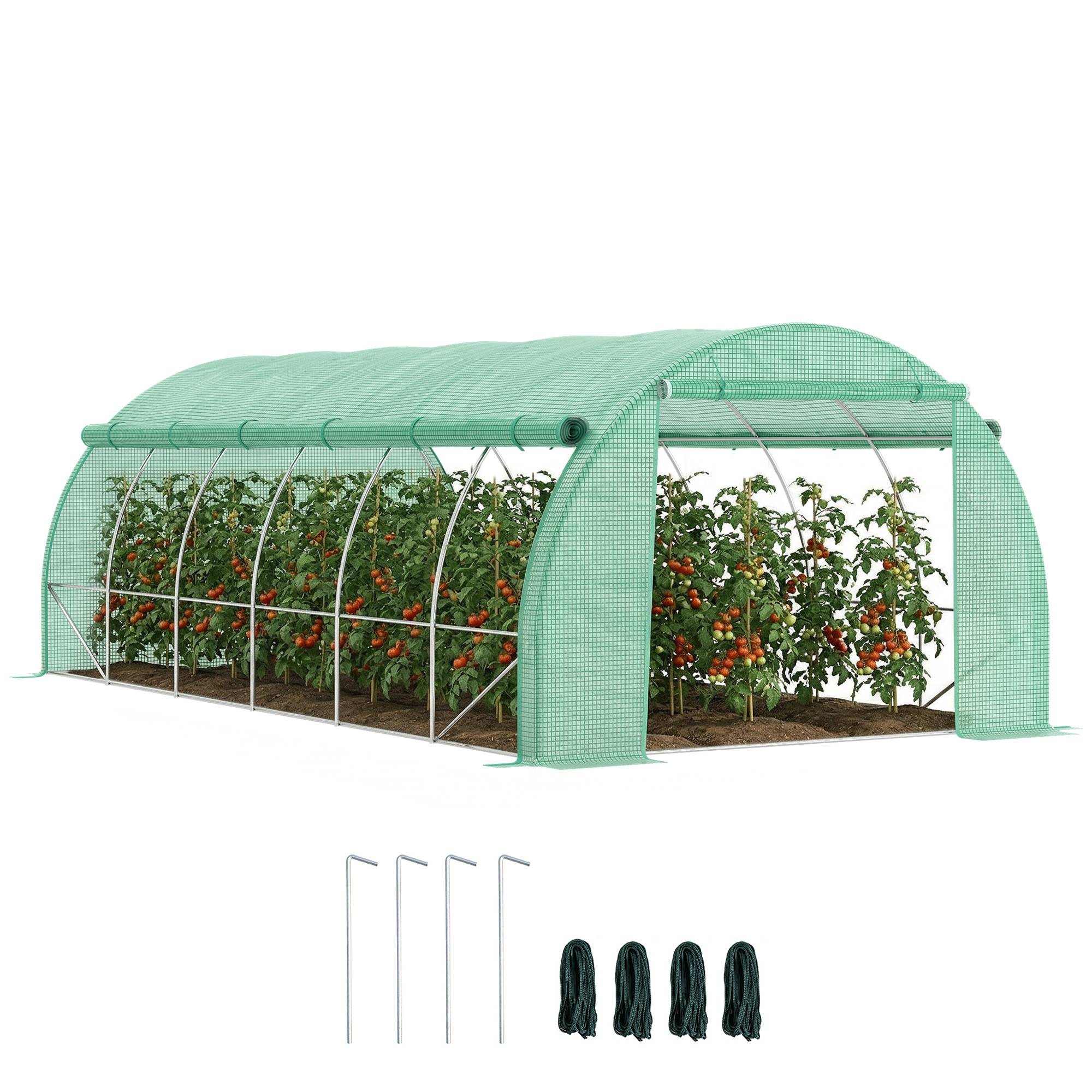 Grande serre tunnel 18m² en PE pour potager intensif rendement optimisé 597x300x200cm vert - ComfortXL Outdoor Living