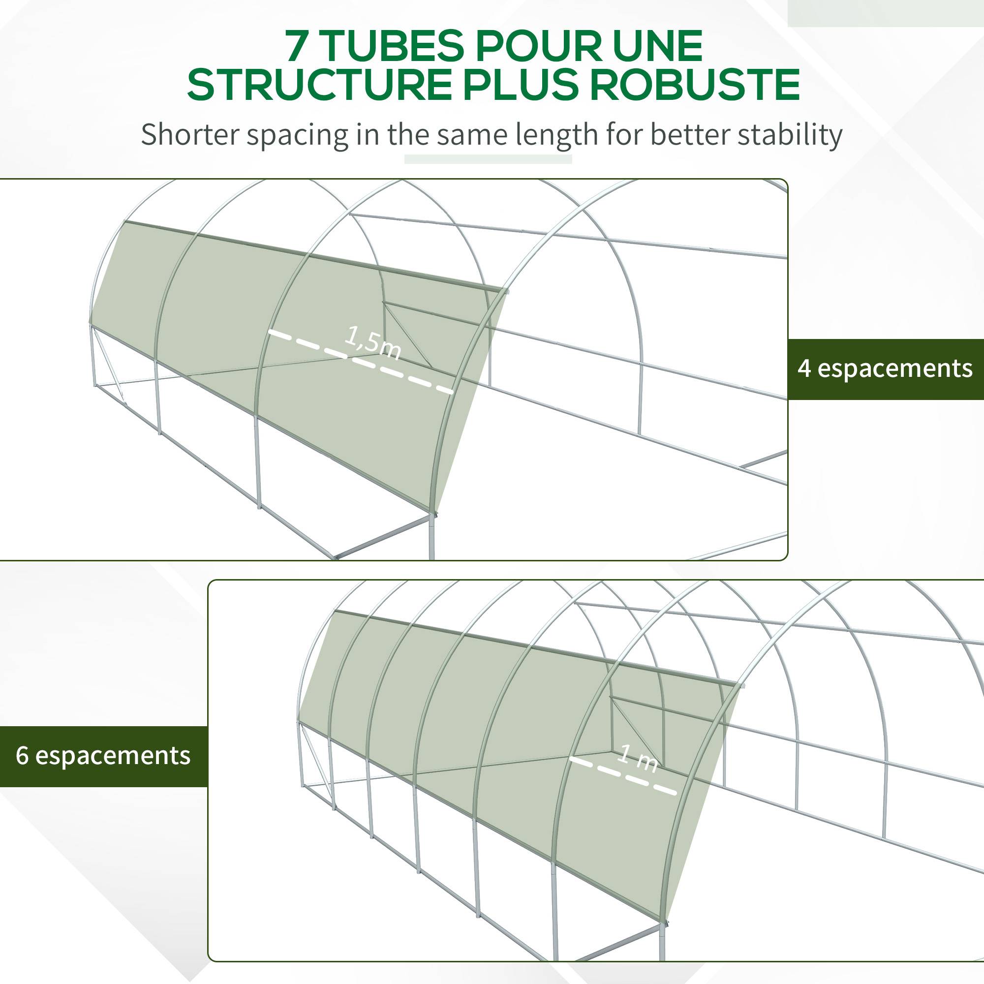 Grande serre tunnel 18m² en PE pour potager intensif rendement optimisé 597x300x200cm vert - ComfortXL Outdoor Living - Image 7