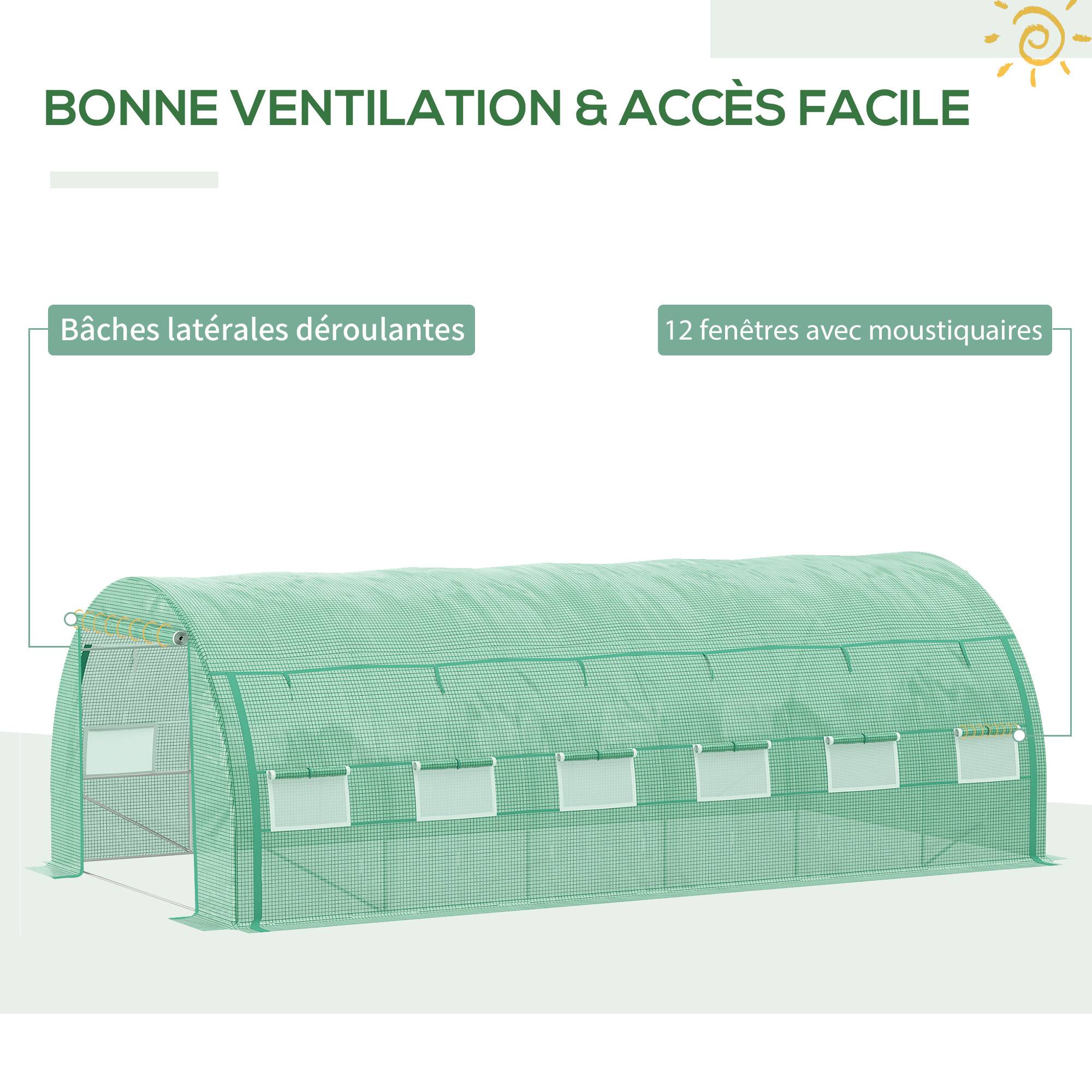 Grande serre tunnel 18m² en PE pour potager intensif rendement optimisé 597x300x200cm vert - ComfortXL Outdoor Living - Image 10