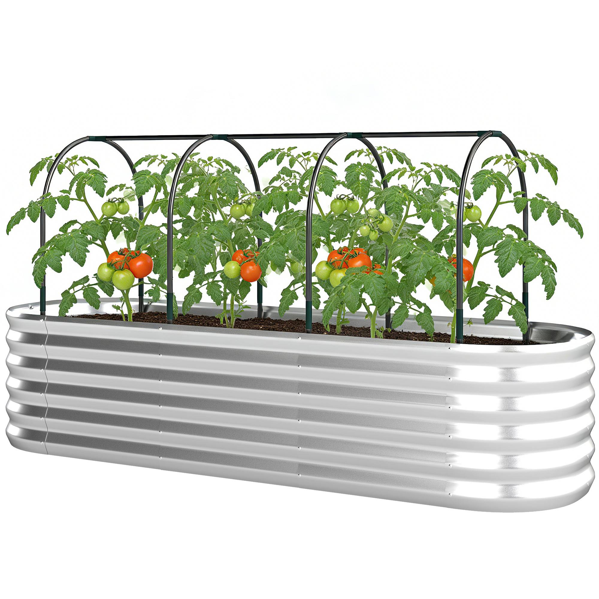 ComfortXL - Carré potager surélevé acier avec serre et treillis jardin 200x60x103cm - ComfortXL Outdoor Living - Image 2