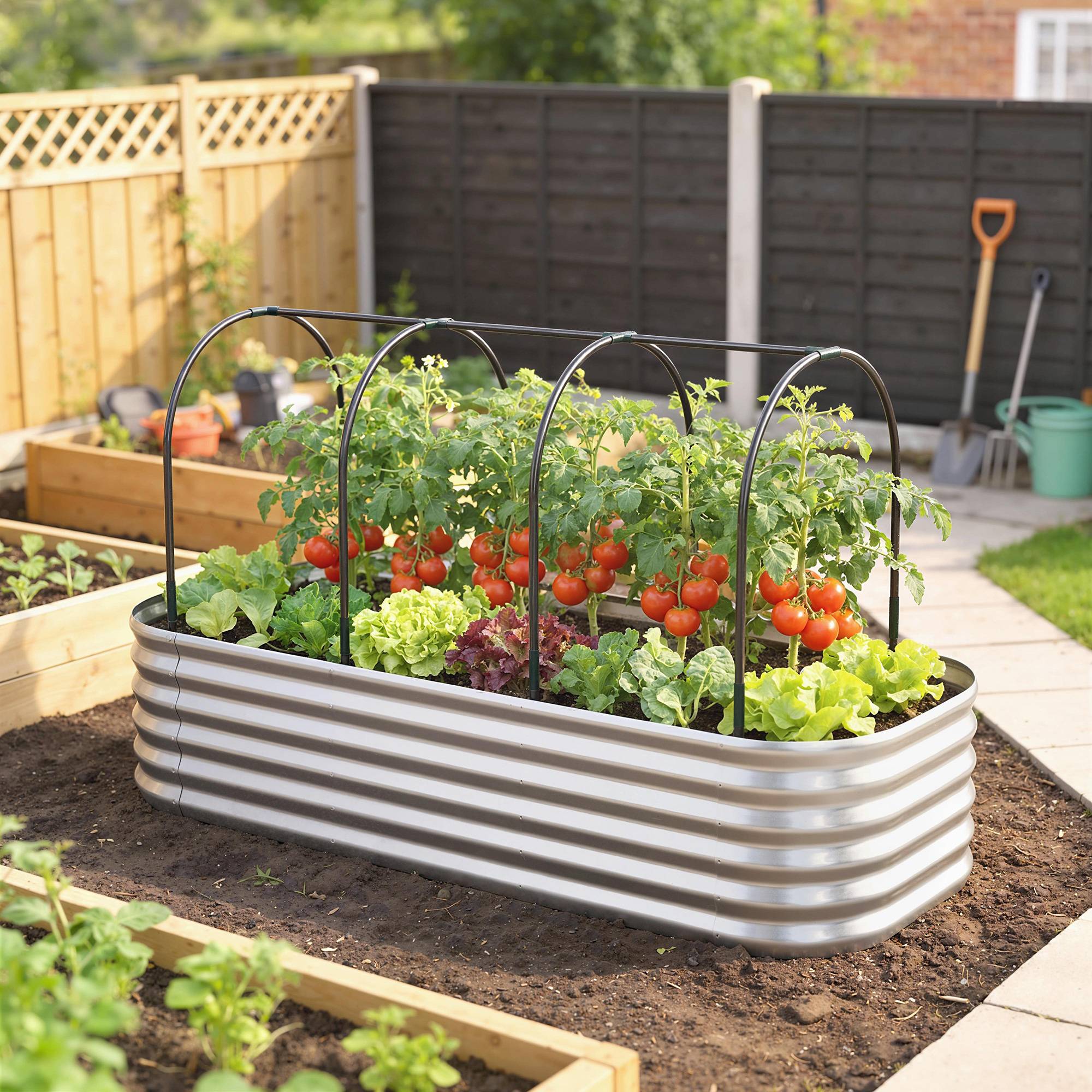 ComfortXL - Carré potager surélevé acier avec serre et treillis jardin 200x60x103cm - ComfortXL Outdoor Living - Image 4