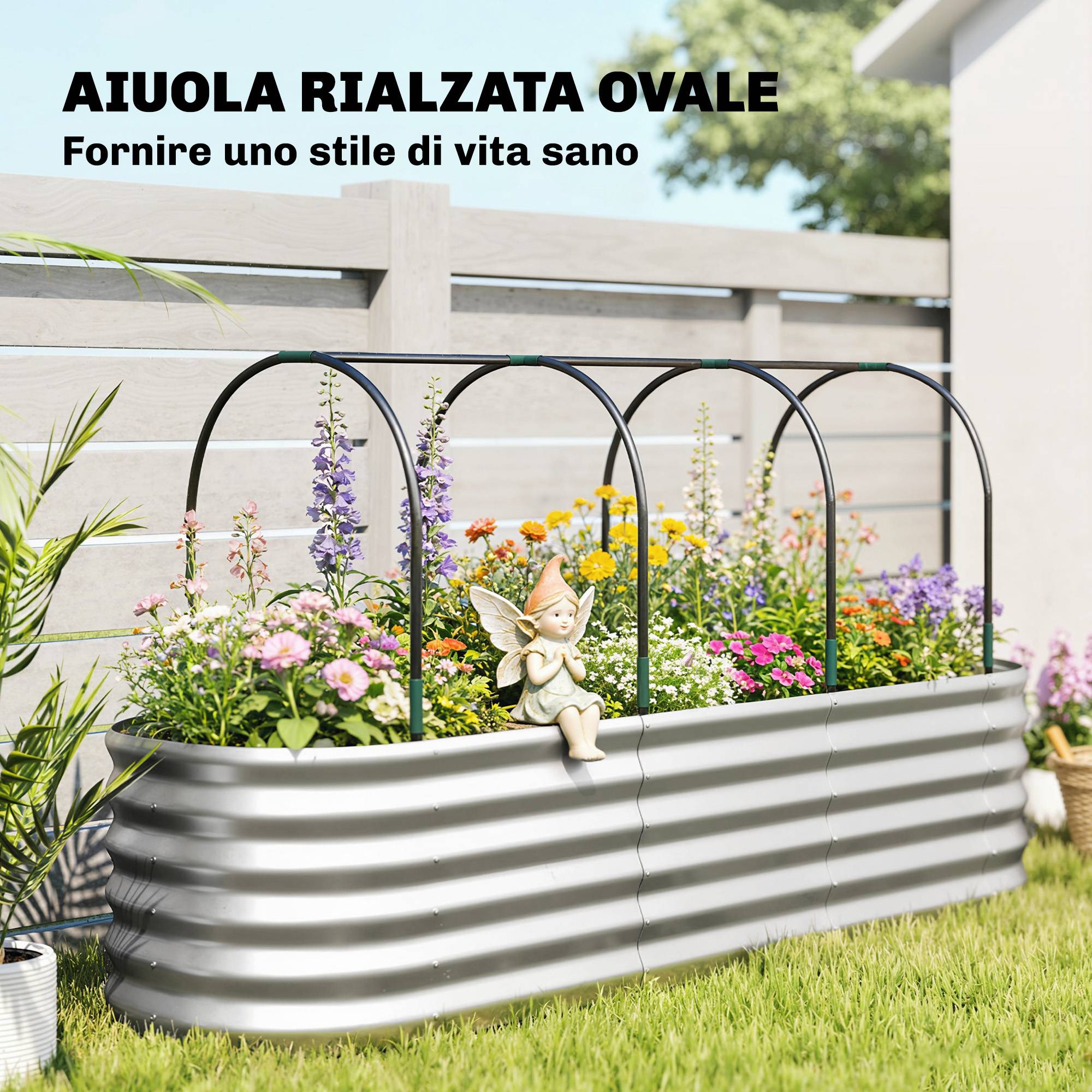 ComfortXL - Carré potager surélevé acier avec serre et treillis jardin 200x60x103cm - ComfortXL Outdoor Living - Image 6