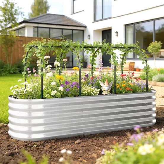 ComfortXL - Carré potager surélevé acier avec serre et treillis jardin 200x60x103cm - ComfortXL Outdoor Living - Image 3