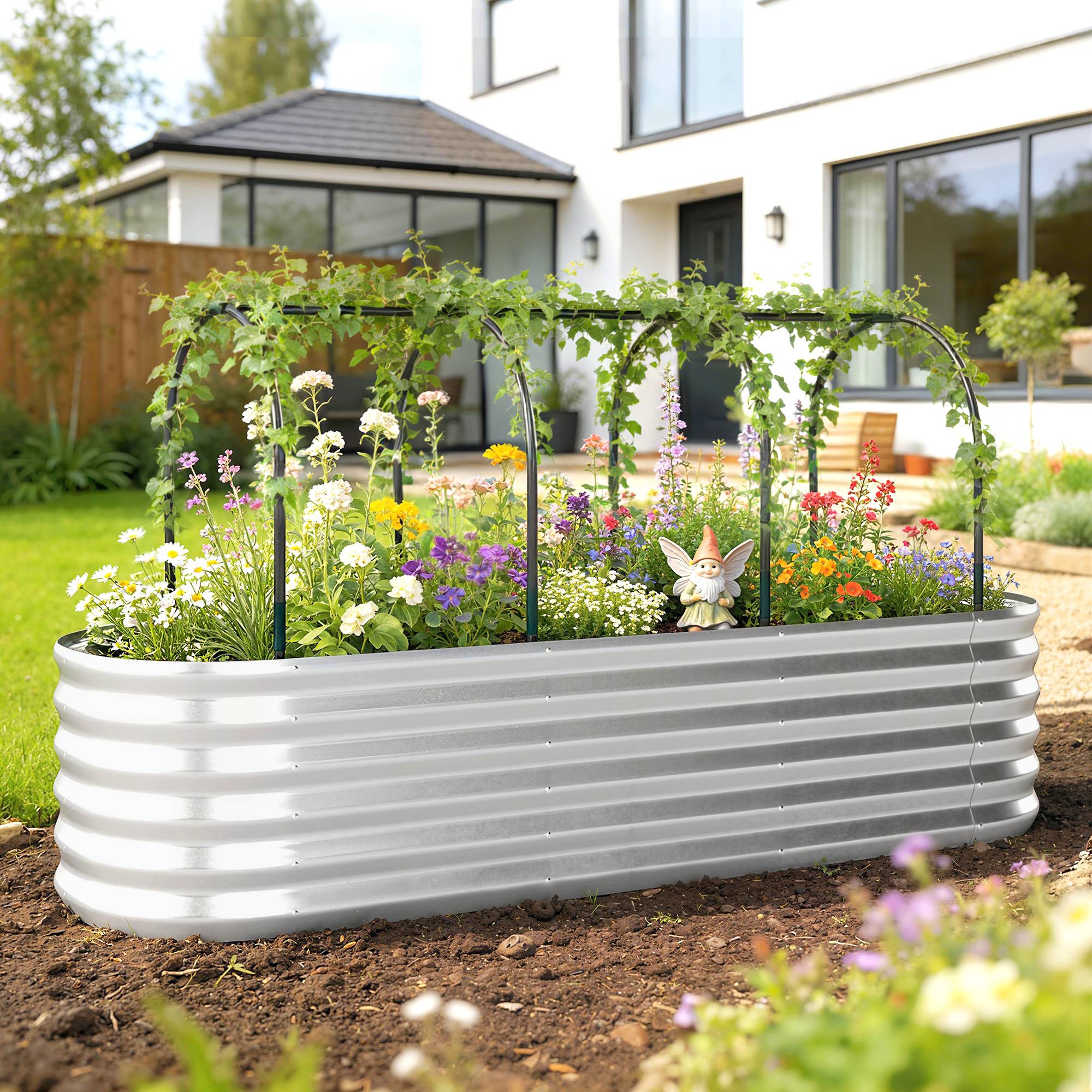 ComfortXL - Carré potager surélevé acier avec serre et treillis jardin 200x60x103cm - ComfortXL Outdoor Living - Image 3