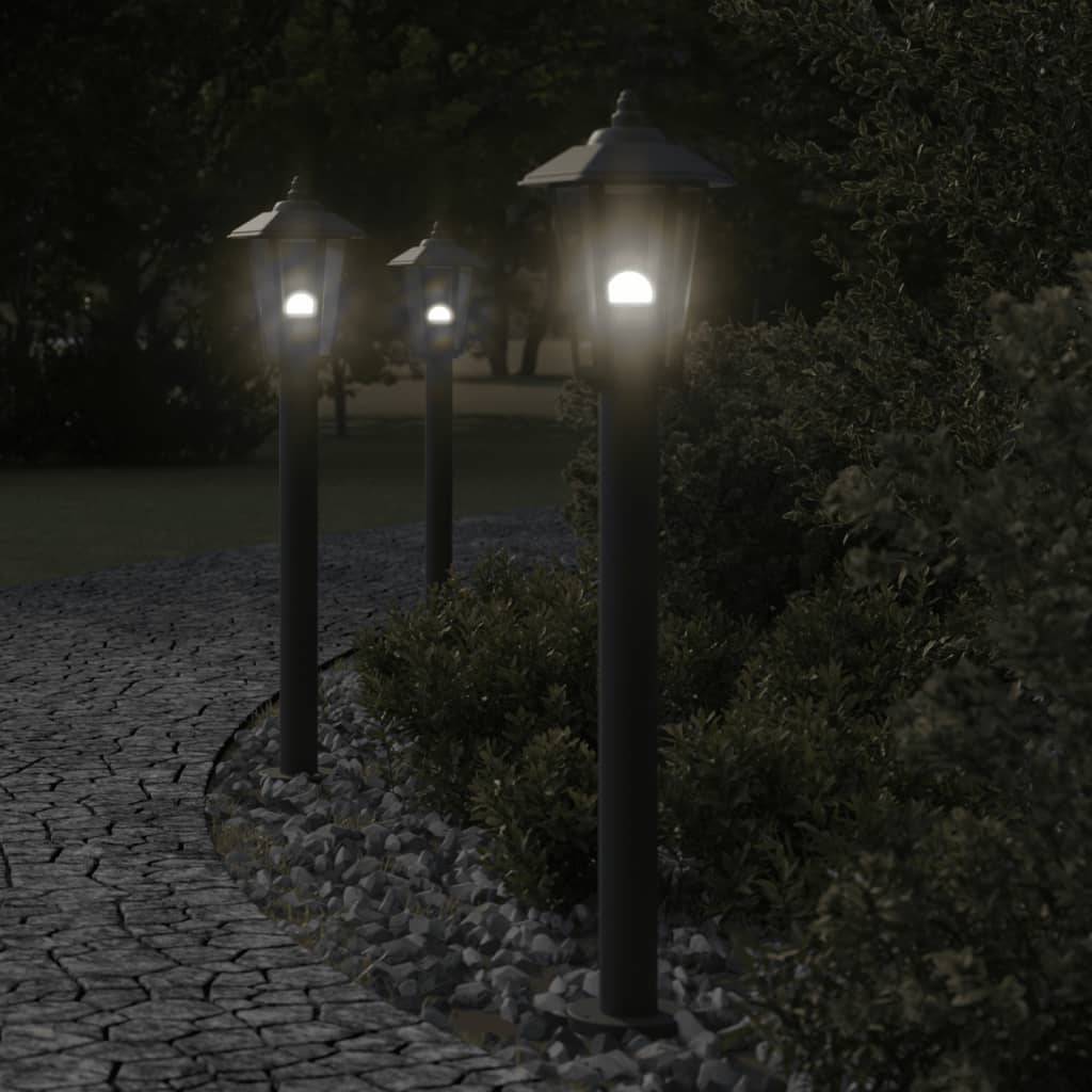 3 pcs Lampadaires de jardin - Lampadaires d'extérieur noir 80 cm acier inoxydable - Image 2