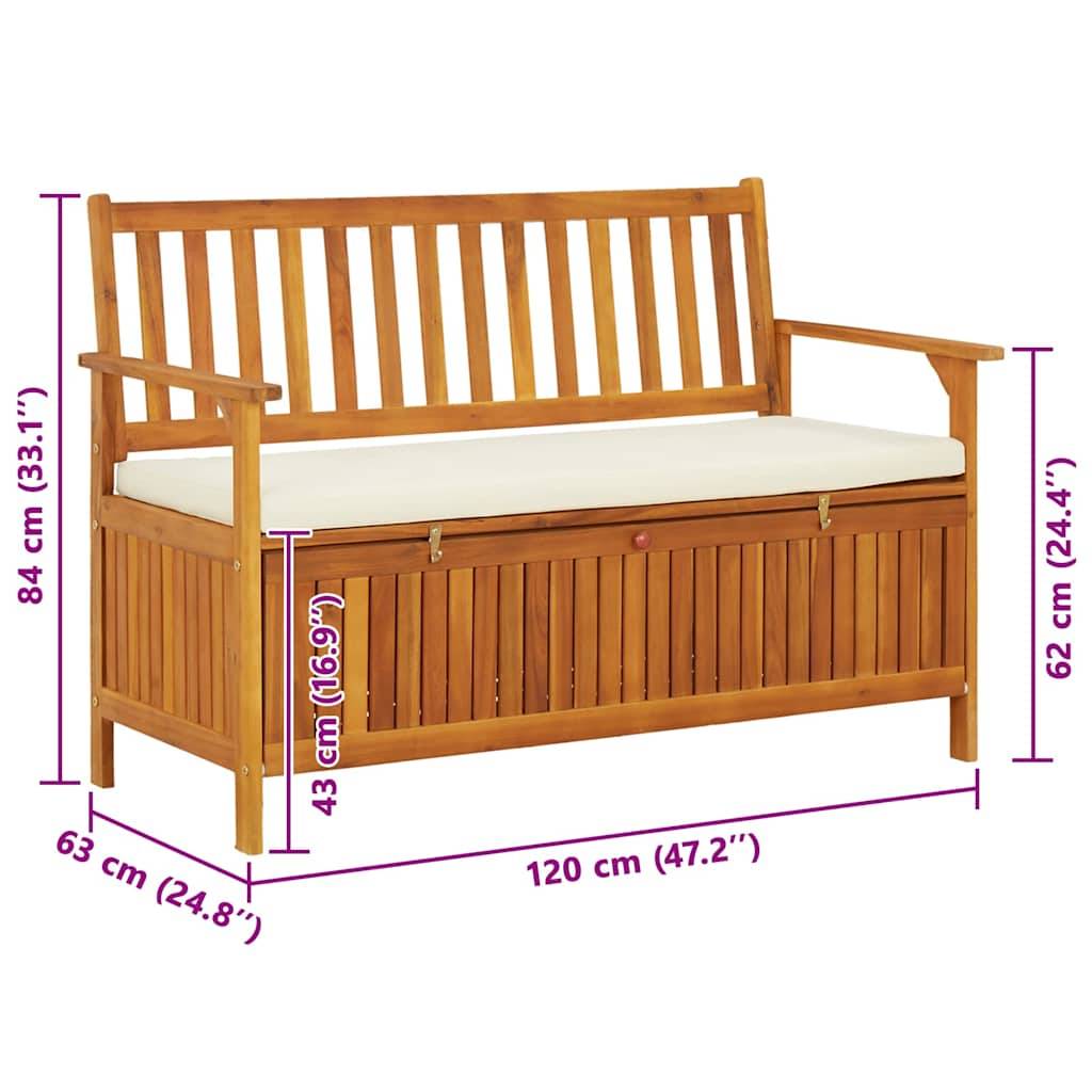 Vidaxl - Banc de rangement de jardin Bois d'acacia solide 120x63x84 cm vidaXL 44126 - Imagen 3