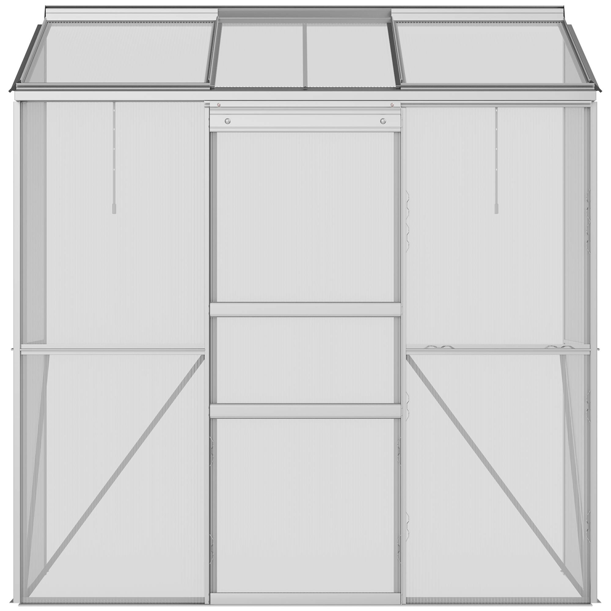 Serre adossée serre de jardin fenêtres ouvrables à 5 niveaux panneau en PC cadre aluminium 192 x 68 x 196 cm transparent - Image 10