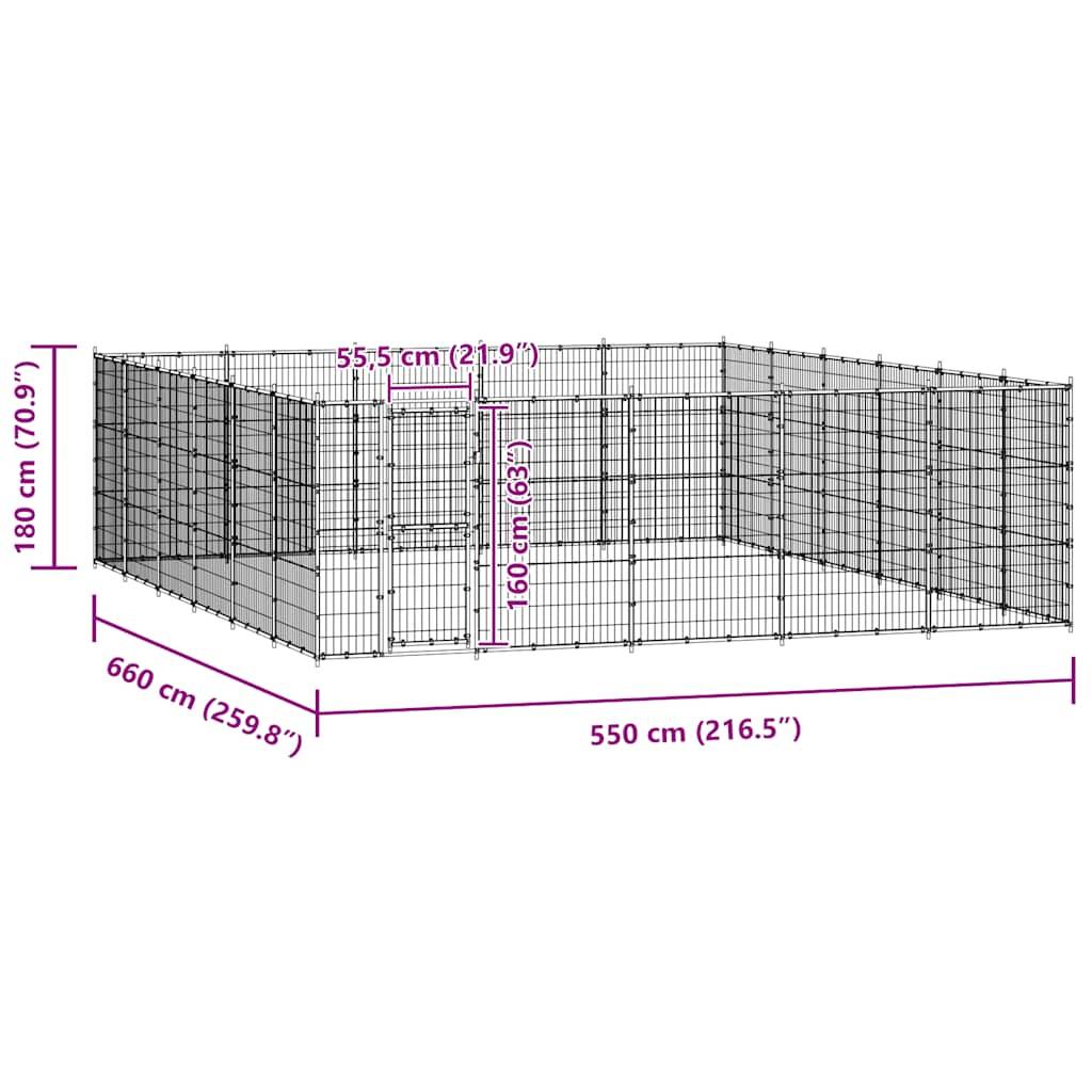 Vidaxl - Chenil d'extérieur pour chiens Acier 36,3 m² vidaXL 3082324 - Imagen 3