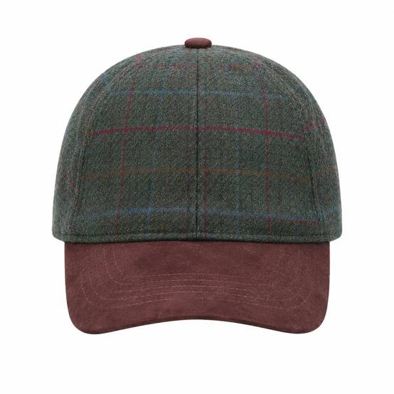 Casquette à carreaux réglable laine polyester kaki marron T58 - Image 6