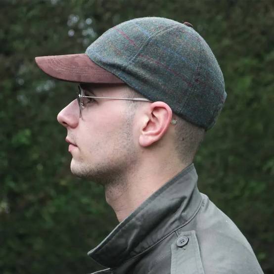 Casquette à carreaux réglable laine polyester kaki marron T58 - Image 3