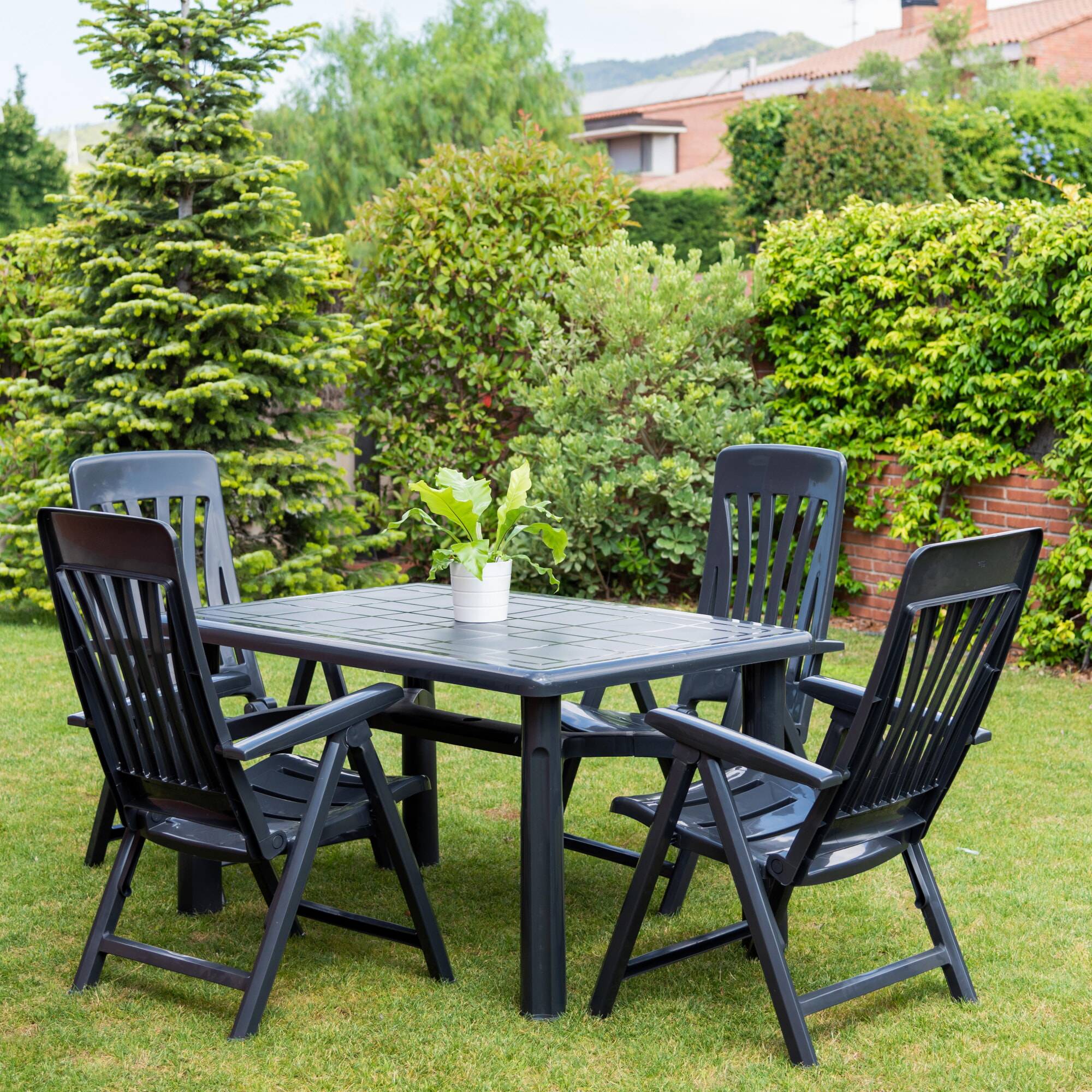 Fauteuils inclinables Blanes garbar plastique gris (Lot de 4) - Image 5