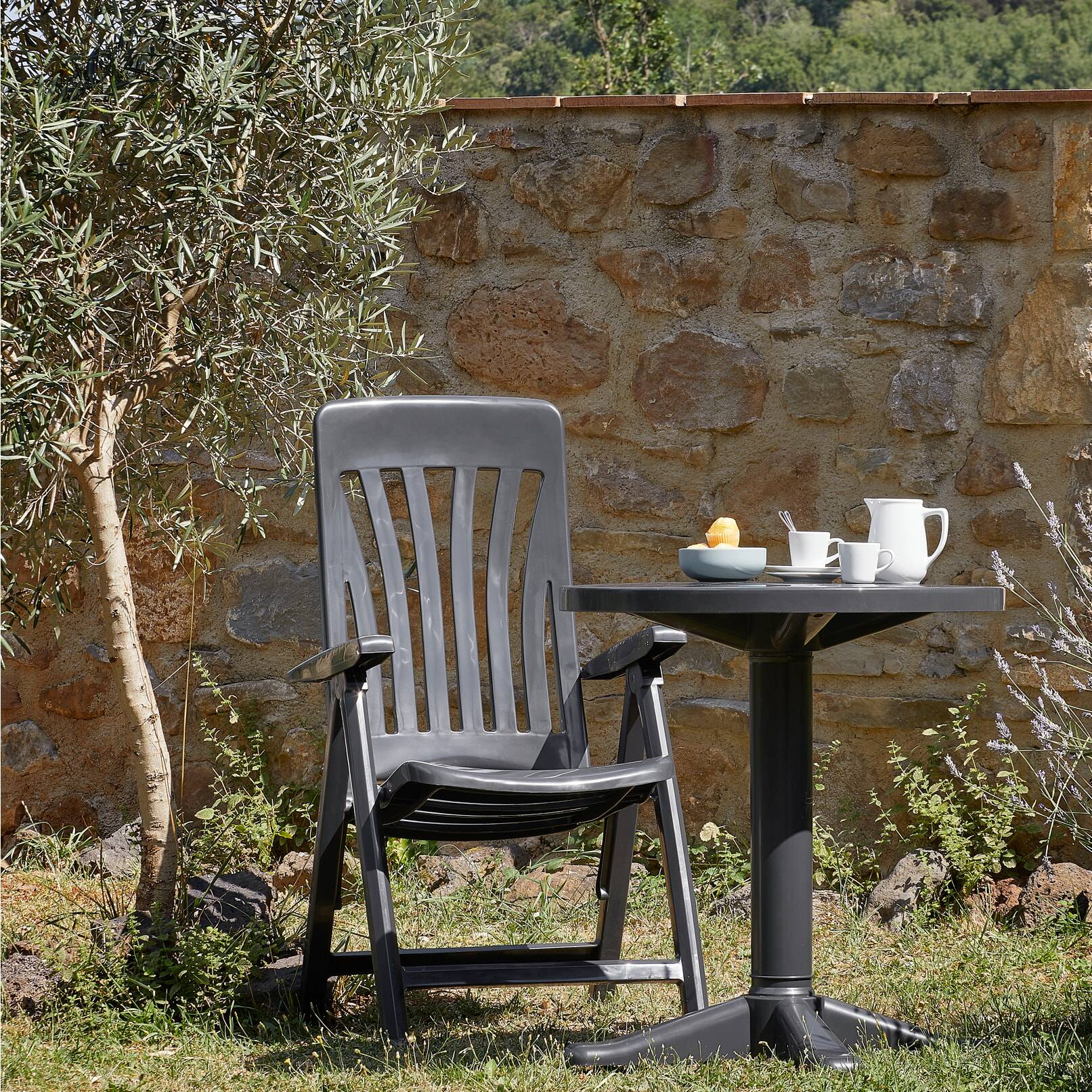 Fauteuils inclinables Blanes garbar plastique gris (Lot de 4) - Image 7