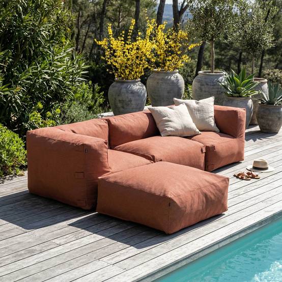 Oviala - Canapé d'angle de jardin modulable 4 places terracotta Mixi - Oviala - Image 1