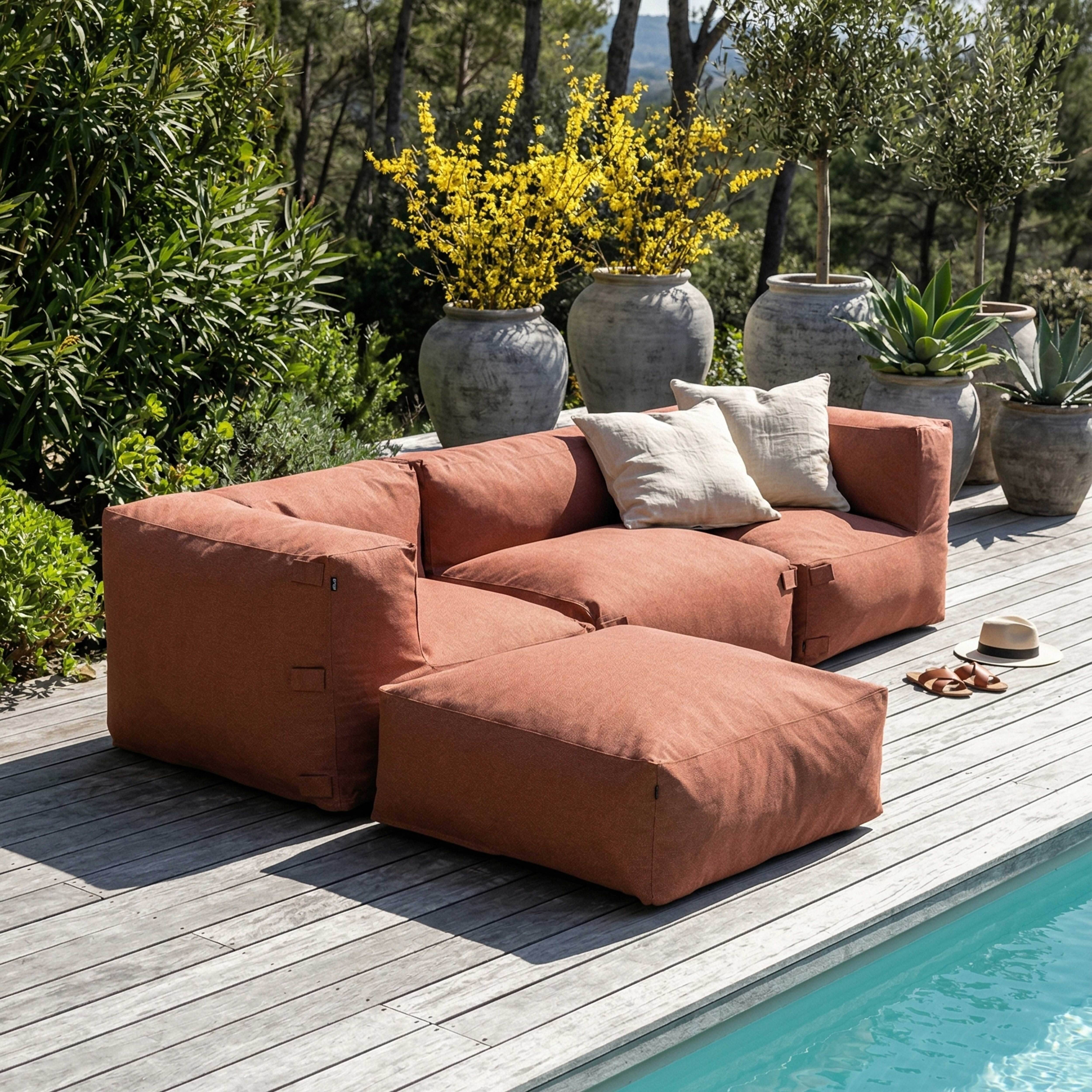 Oviala - Canapé d'angle de jardin modulable 4 places terracotta Mixi - Oviala - Image 1