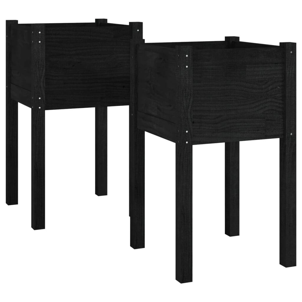 Vidaxl - Jardinières d'extérieur 2pcs Noir 40x40x70cm Bois de pin massif vidaXL 810798 - Image 2