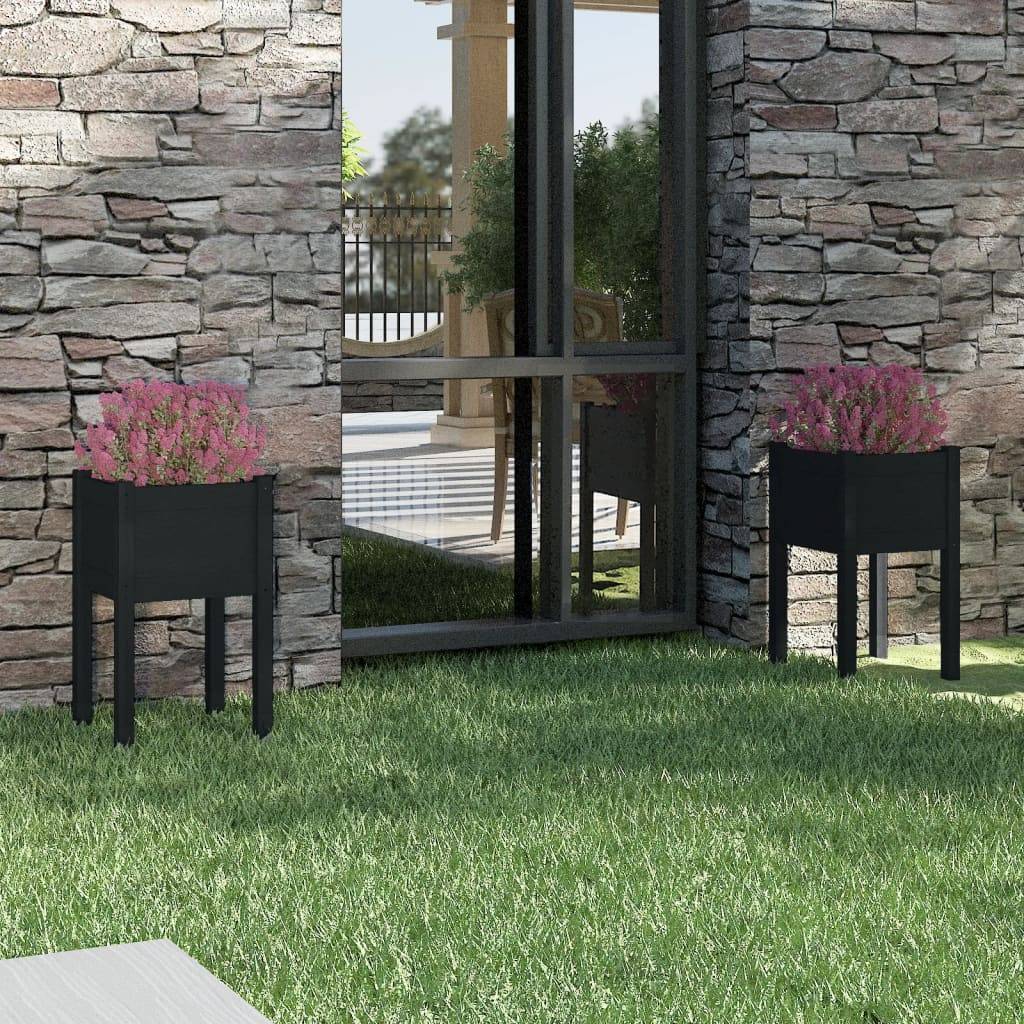 Vidaxl - Jardinières d'extérieur 2pcs Noir 40x40x70cm Bois de pin massif vidaXL 810798 - Image 1
