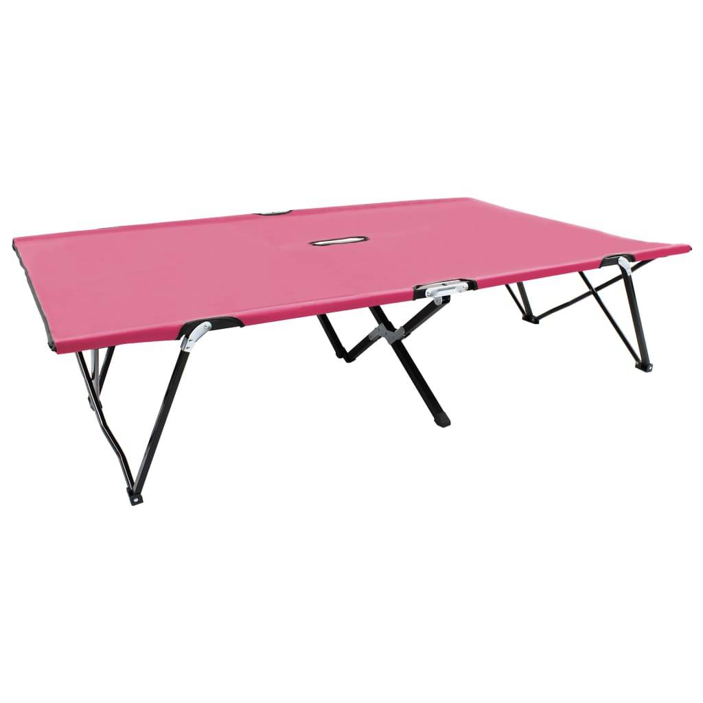 Helloshop26 - Transat chaise longue bain de soleil lit de jardin terrasse meuble d'extérieur pliable 2 places rose acier - Imagen 1
