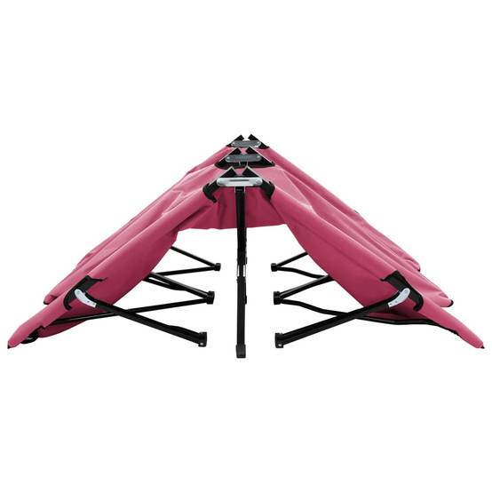 Helloshop26 - Transat chaise longue bain de soleil lit de jardin terrasse meuble d'extérieur pliable 2 places rose acier - Imagen 3