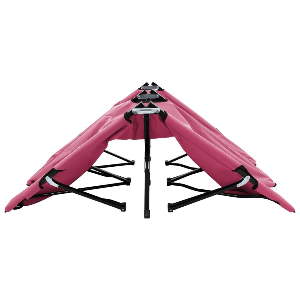 Helloshop26 - Transat chaise longue bain de soleil lit de jardin terrasse meuble d'extérieur pliable 2 places rose acier - Imagen 3