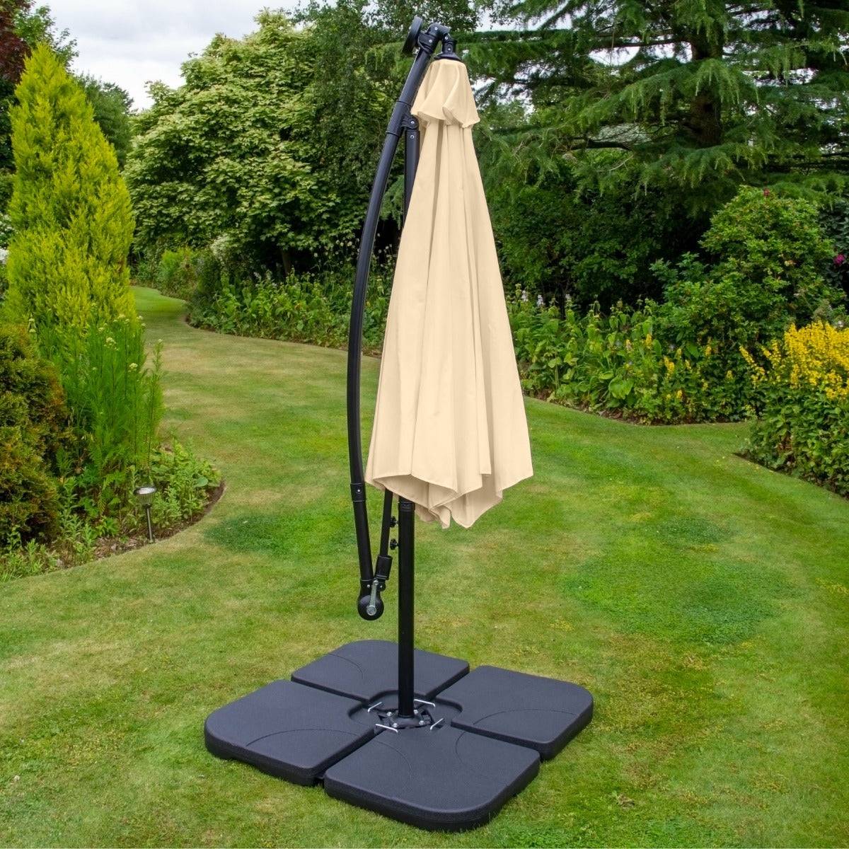 Monstershop - Parasol Beige 3m avec LED's Intégrés avec Base Carrée - Imagen 4