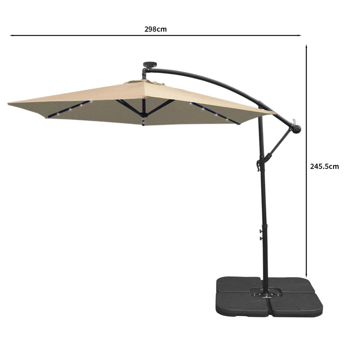 Monstershop - Parasol Beige 3m avec LED's Intégrés avec Base Carrée - Imagen 5