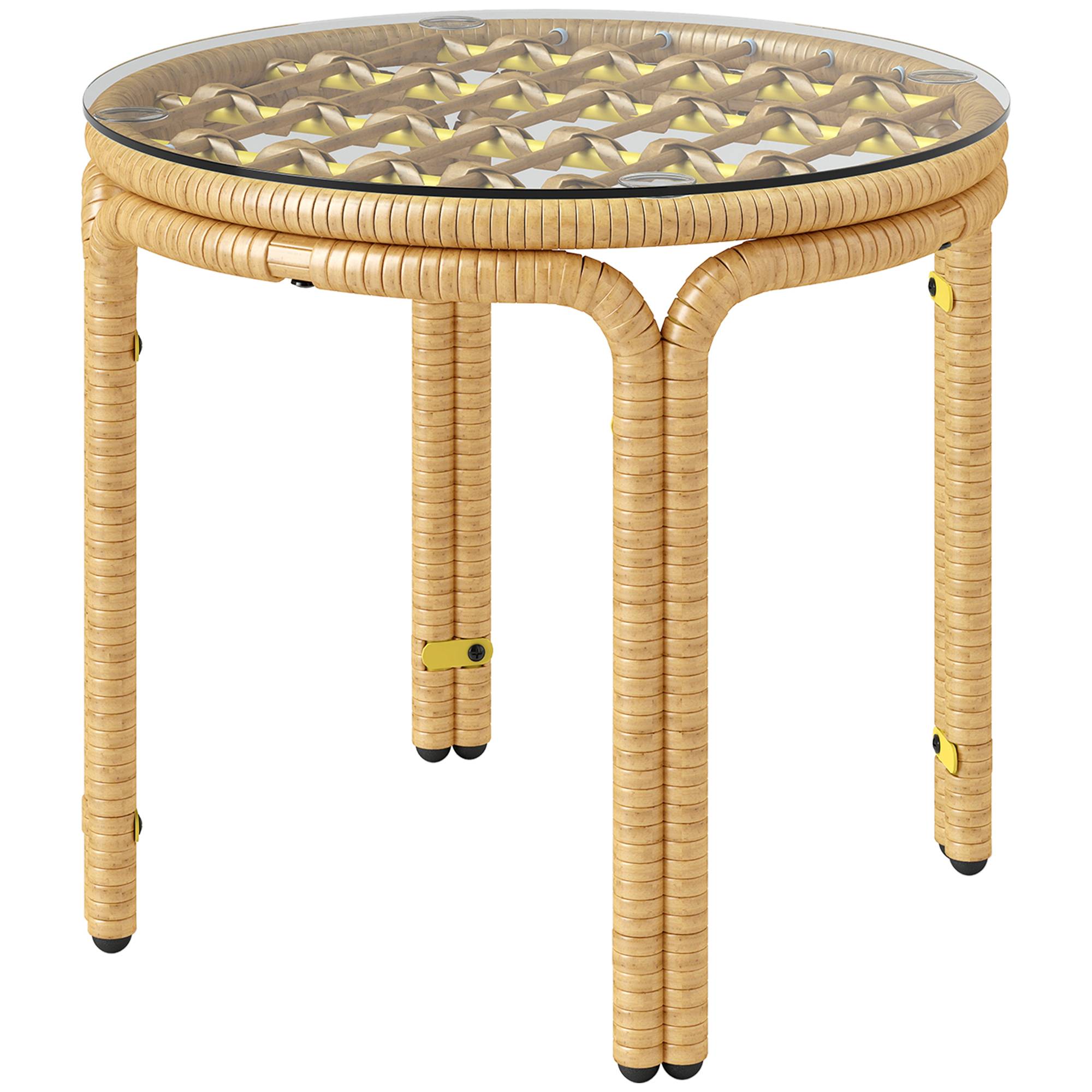 Table d'appoint extérieure résines tressée jaune 50 x 50 x 44 cm - PANGIVO - Image 2